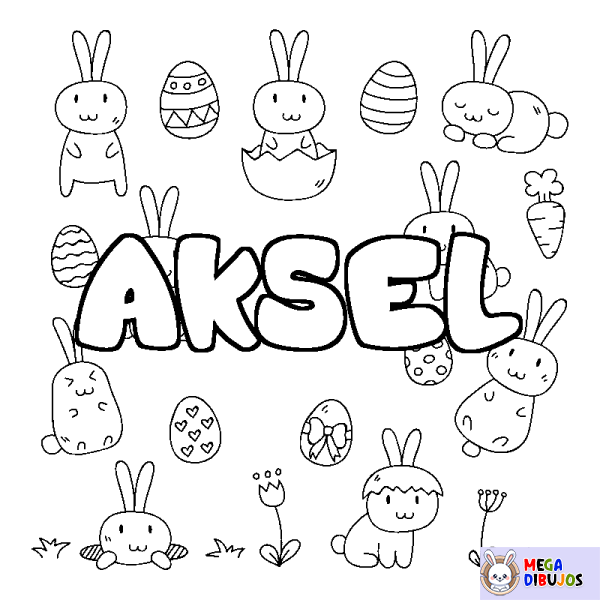 Coloración del nombre AKSEL - decorado Pascua