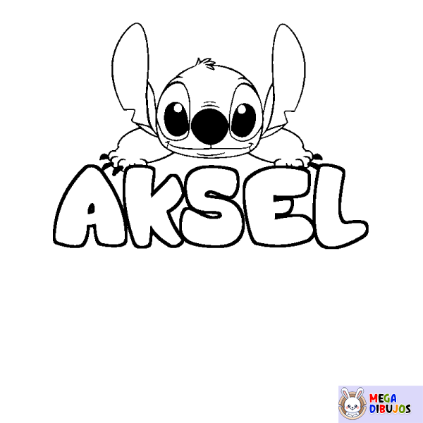 Coloración del nombre AKSEL - decorado Stitch