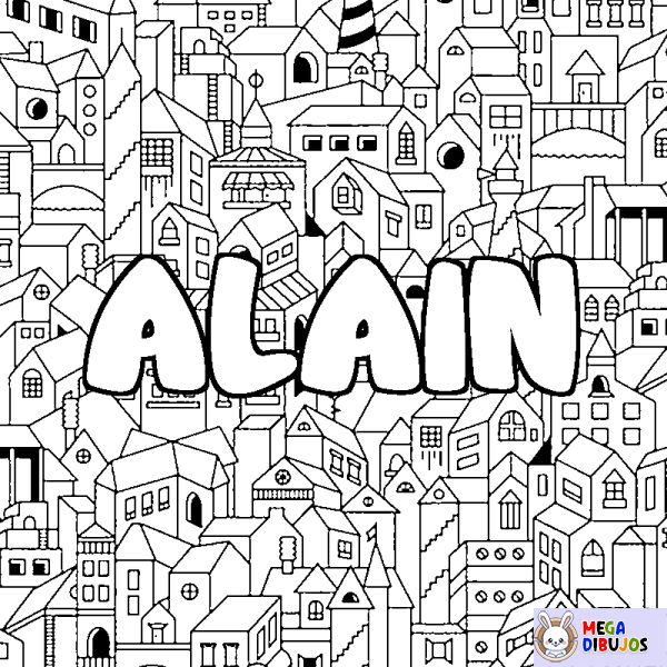 Coloración del nombre ALAIN - decorado ciudad