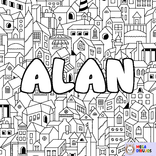 Coloración del nombre ALAN - decorado ciudad