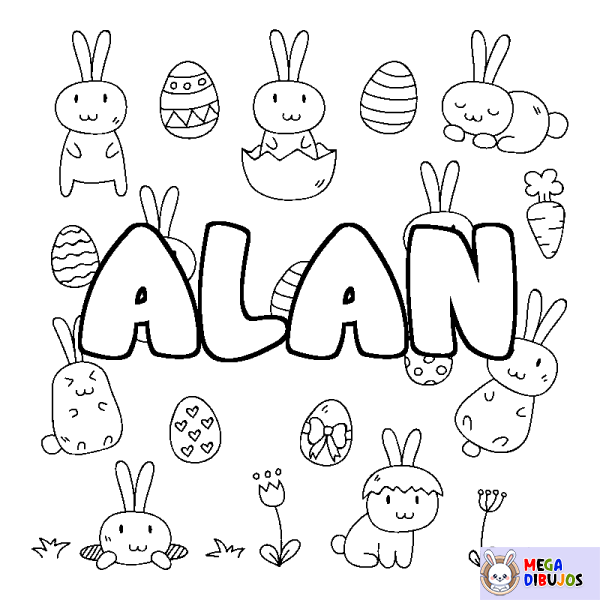 Coloración del nombre ALAN - decorado Pascua