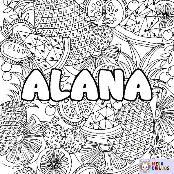 Coloración del nombre ALANA - decorado mandala de frutas