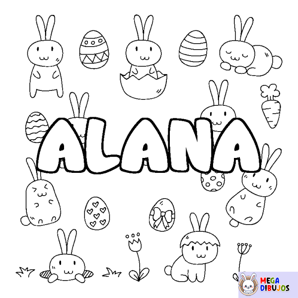 Coloración del nombre ALANA - decorado Pascua