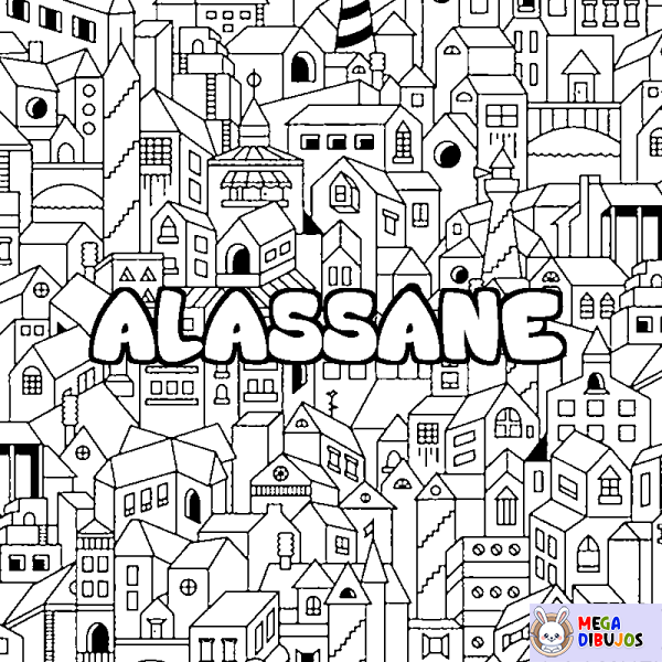 Coloración del nombre ALASSANE - decorado ciudad