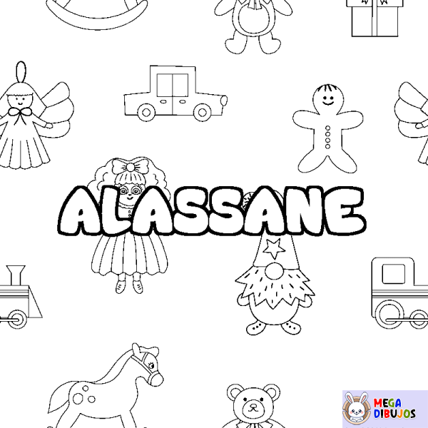 Coloración del nombre ALASSANE - decorado juguetes