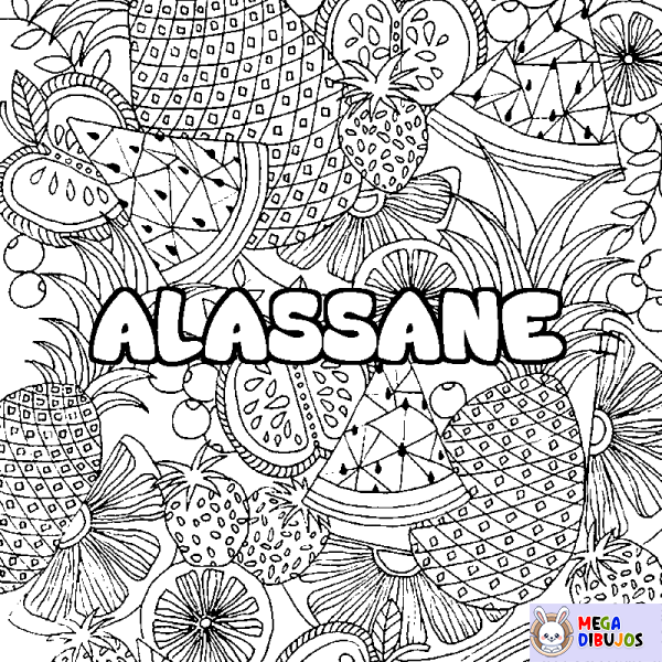 Coloración del nombre ALASSANE - decorado mandala de frutas