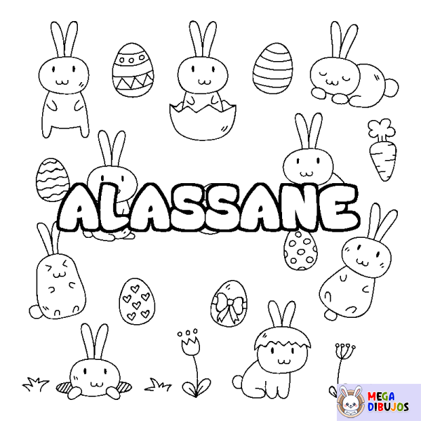 Coloración del nombre ALASSANE - decorado Pascua