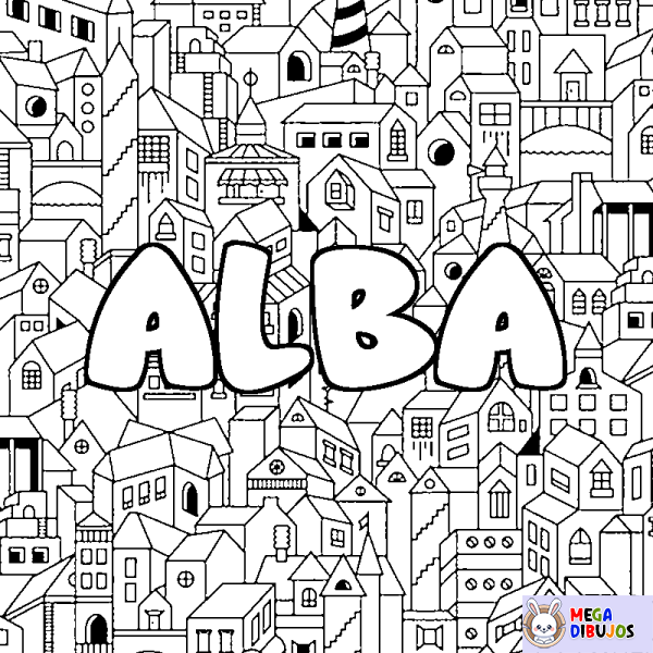 Coloración del nombre ALBA - decorado ciudad