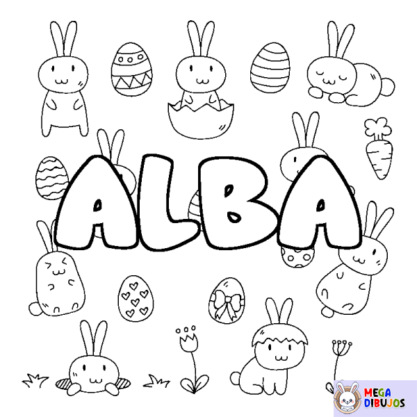 Coloración del nombre ALBA - decorado Pascua