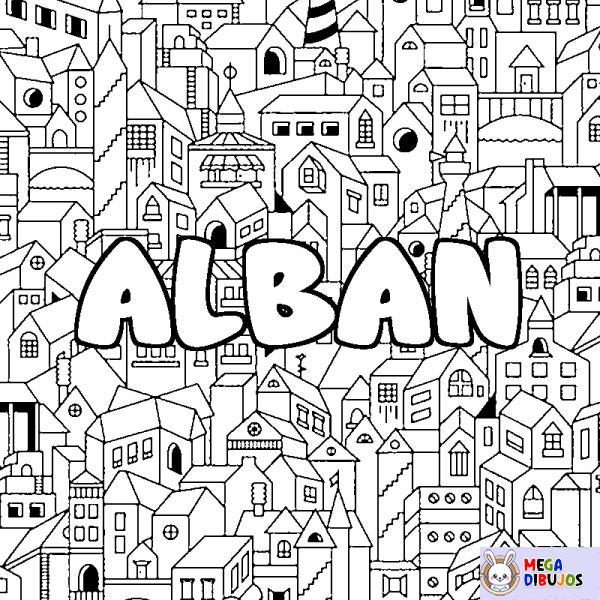 Coloración del nombre ALBAN - decorado ciudad