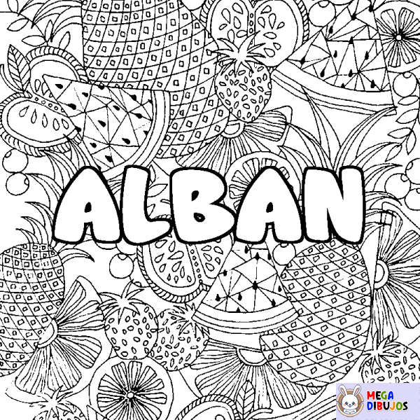 Coloración del nombre ALBAN - decorado mandala de frutas