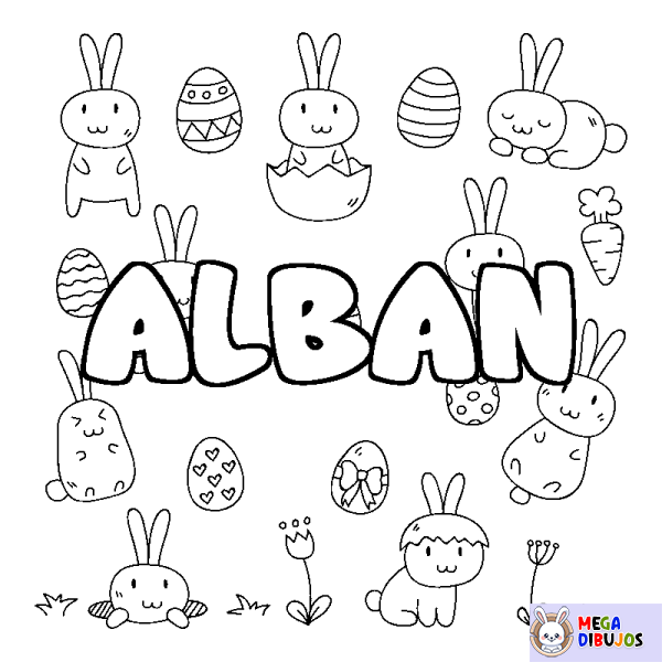 Coloración del nombre ALBAN - decorado Pascua