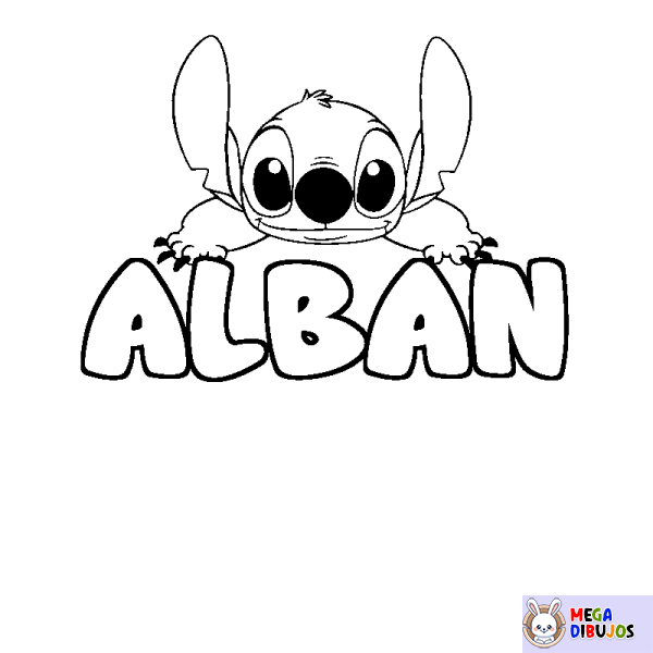 Coloración del nombre ALBAN - decorado Stitch