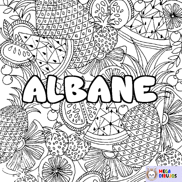 Coloración del nombre ALBANE - decorado mandala de frutas