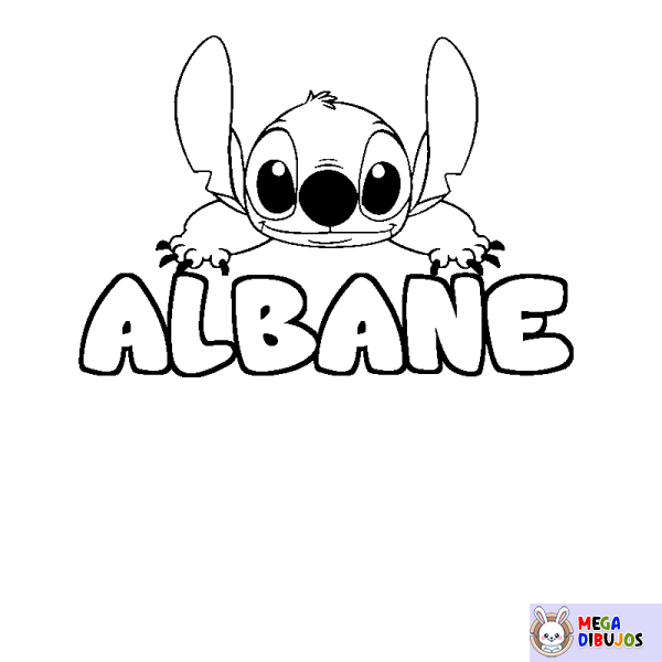 Coloración del nombre ALBANE - decorado Stitch