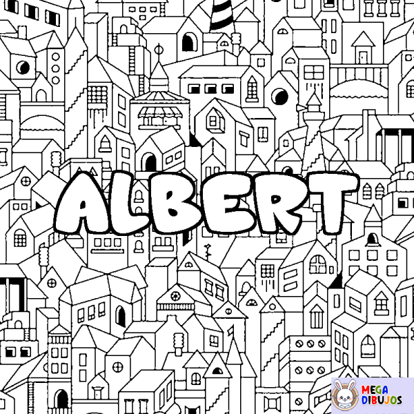 Coloración del nombre ALBERT - decorado ciudad