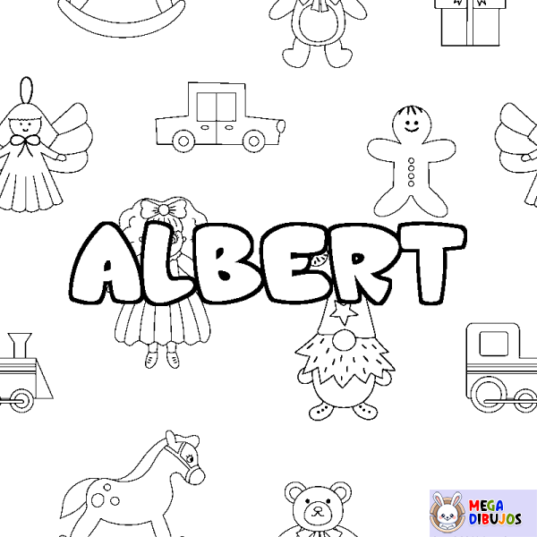 Coloración del nombre ALBERT - decorado juguetes