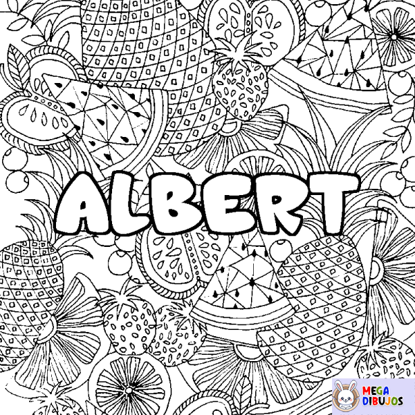 Coloración del nombre ALBERT - decorado mandala de frutas