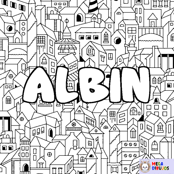 Coloración del nombre ALBIN - decorado ciudad