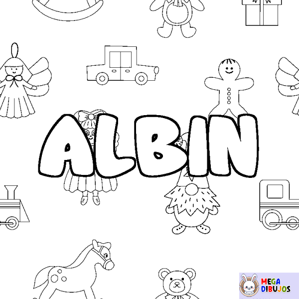 Coloración del nombre ALBIN - decorado juguetes