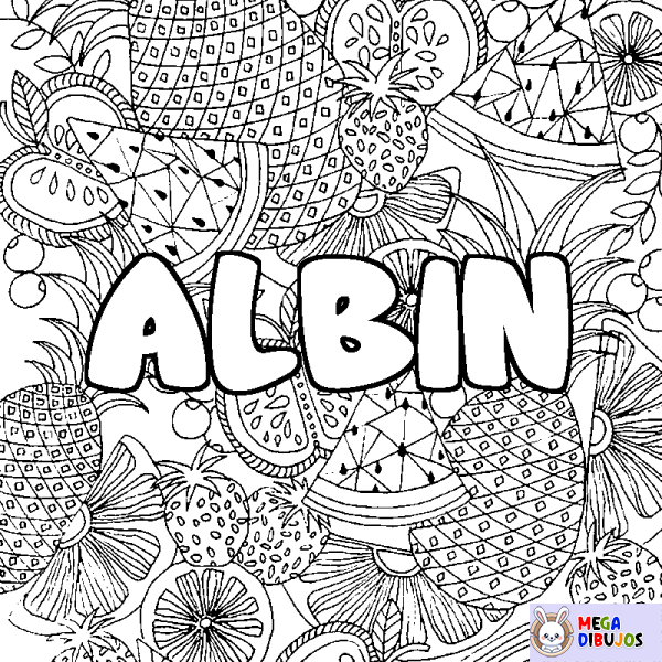 Coloración del nombre ALBIN - decorado mandala de frutas