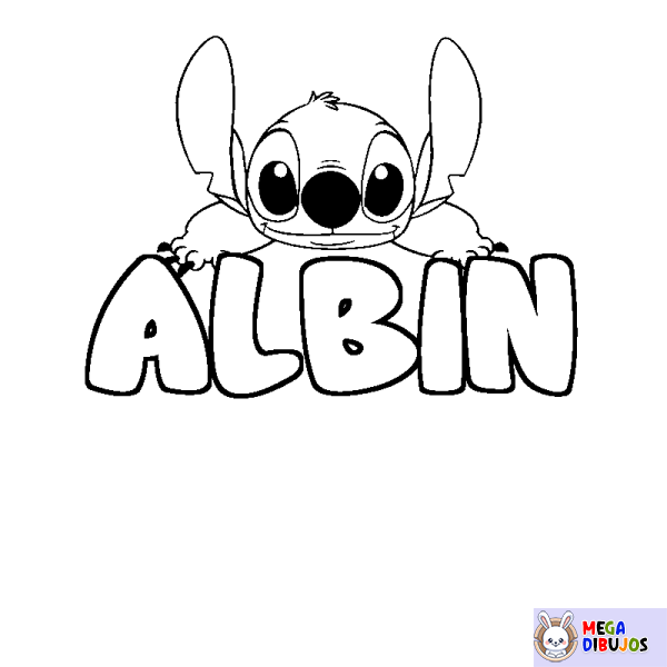 Coloración del nombre ALBIN - decorado Stitch