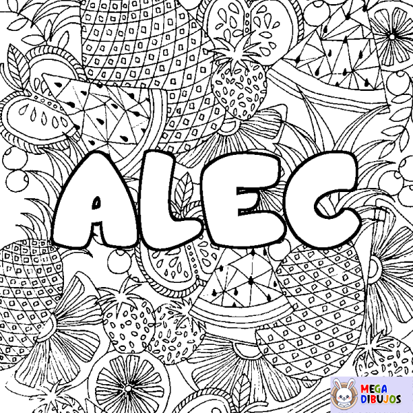 Coloración del nombre ALEC - decorado mandala de frutas