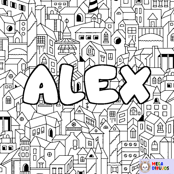 Coloración del nombre ALEX - decorado ciudad