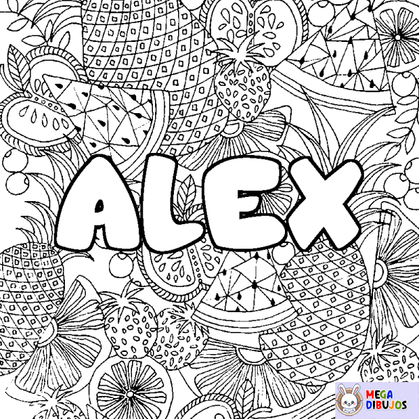 Coloración del nombre ALEX - decorado mandala de frutas