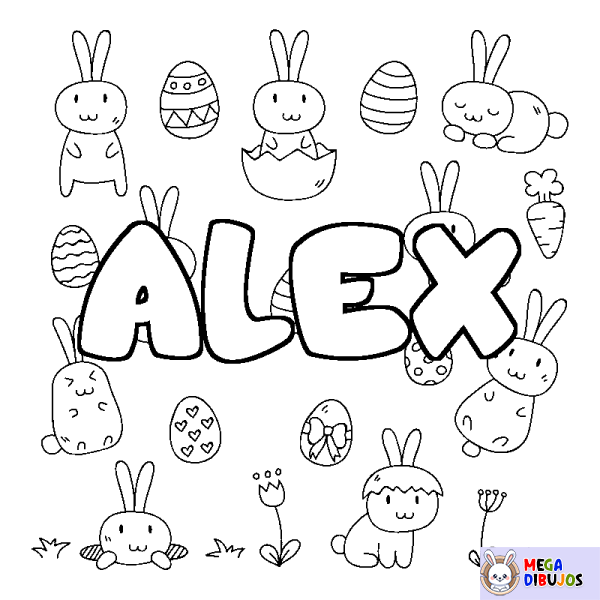 Coloración del nombre ALEX - decorado Pascua