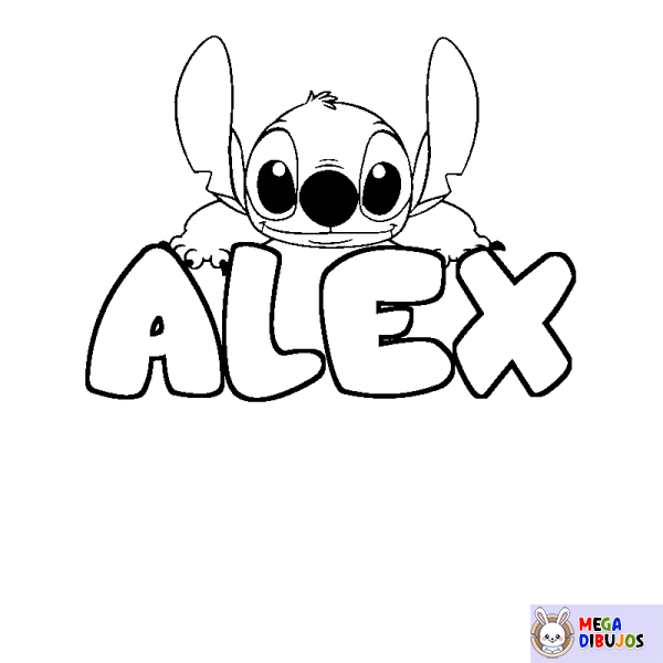 Coloración del nombre ALEX - decorado Stitch