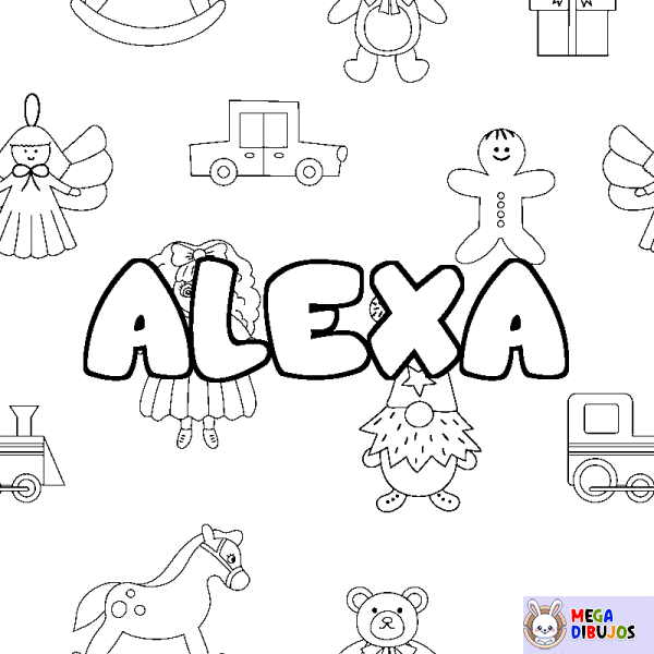 Coloración del nombre ALEXA - decorado juguetes