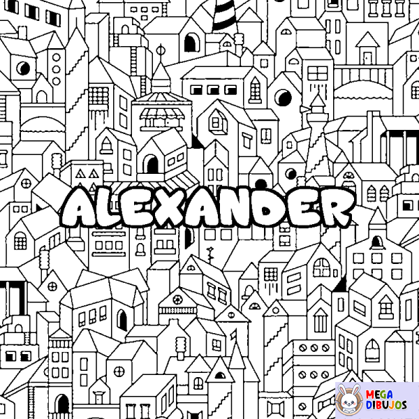 Coloración del nombre ALEXANDER - decorado ciudad