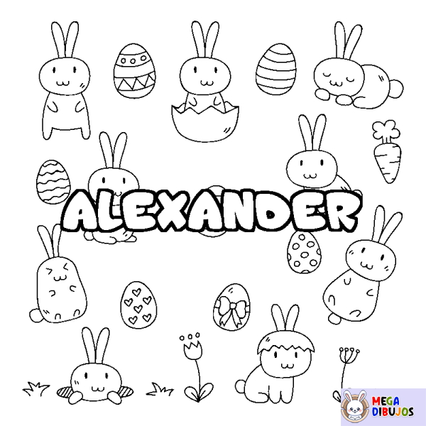 Coloración del nombre ALEXANDER - decorado Pascua