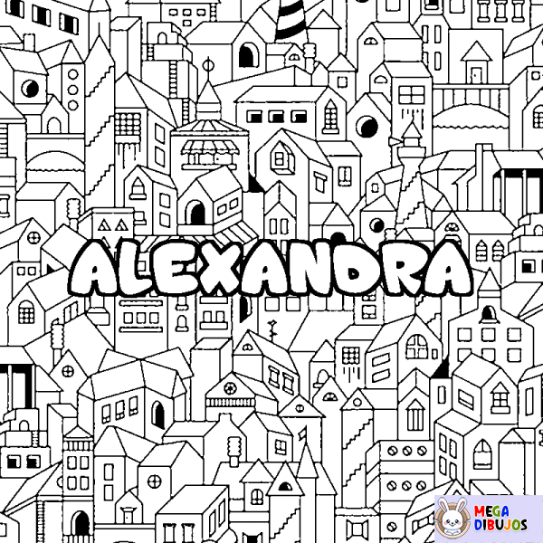 Coloración del nombre ALEXANDRA - decorado ciudad