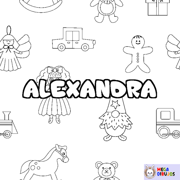 Coloración del nombre ALEXANDRA - decorado juguetes