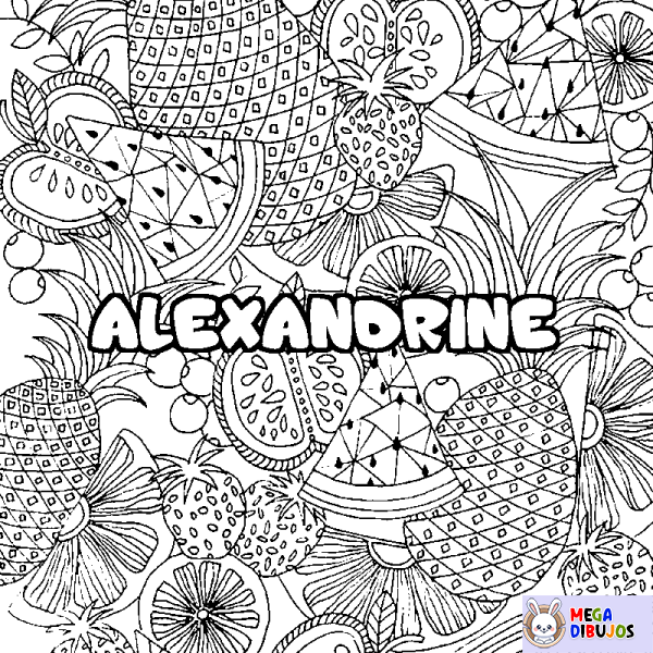 Coloración del nombre ALEXANDRINE - decorado mandala de frutas