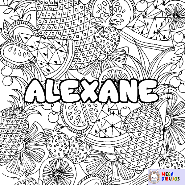 Coloración del nombre ALEXANE - decorado mandala de frutas