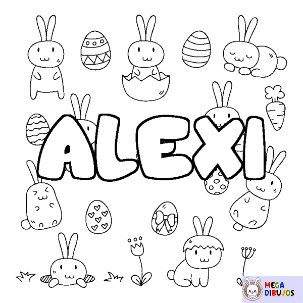 Coloración del nombre ALEXI - decorado Pascua