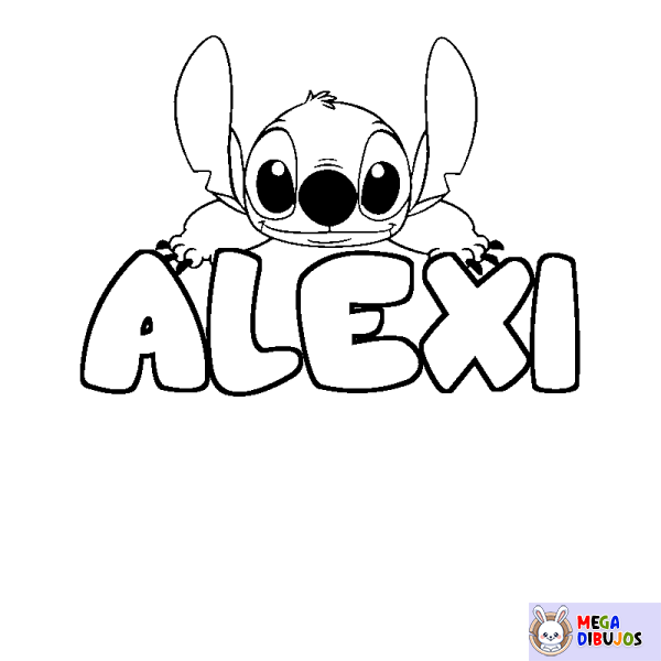 Coloración del nombre ALEXI - decorado Stitch