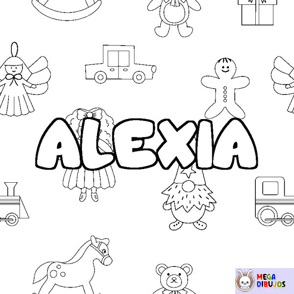 Coloración del nombre ALEXIA - decorado juguetes