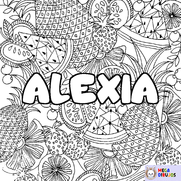 Coloración del nombre ALEXIA - decorado mandala de frutas