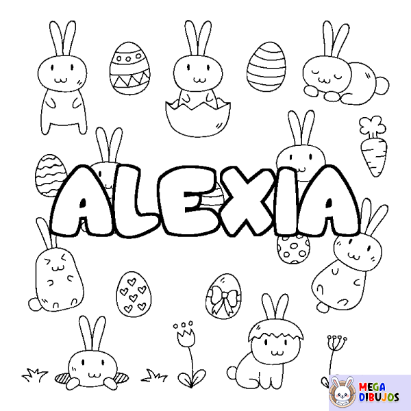 Coloración del nombre ALEXIA - decorado Pascua