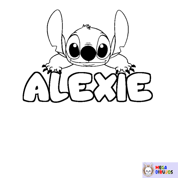 Coloración del nombre ALEXIE - decorado Stitch