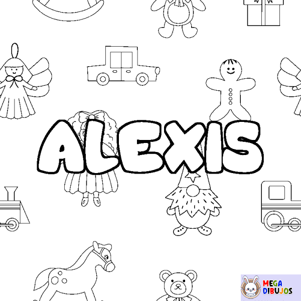 Coloración del nombre ALEXIS - decorado juguetes - Maxi Dibujos
