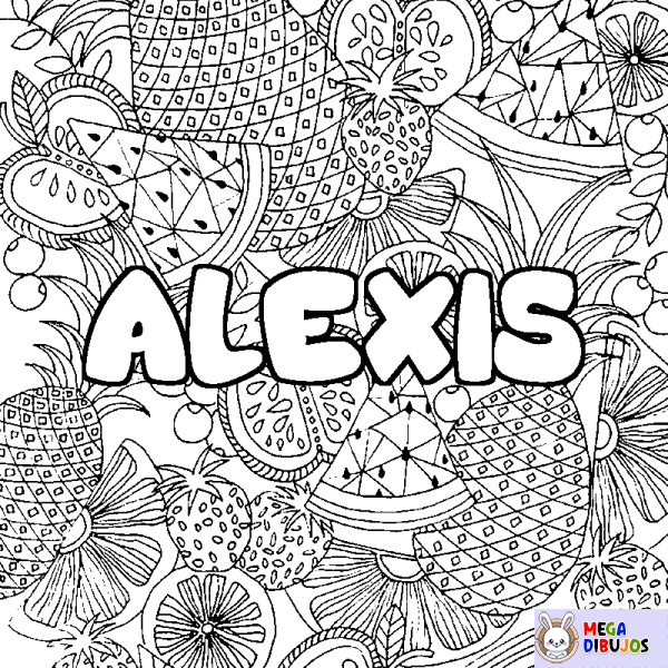 Coloración del nombre ALEXIS - decorado mandala de frutas