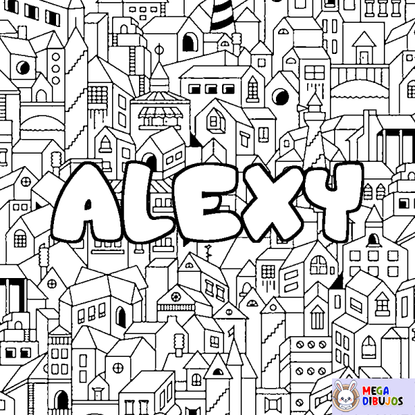 Coloración del nombre ALEXY - decorado ciudad