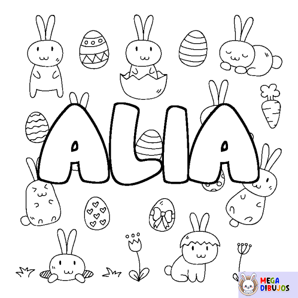 Coloración del nombre ALIA - decorado Pascua
