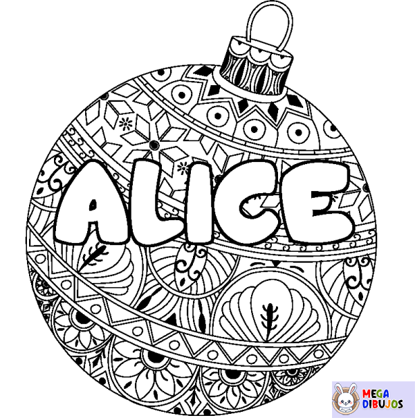 Coloración del nombre ALICE - decorado bola de Navidad