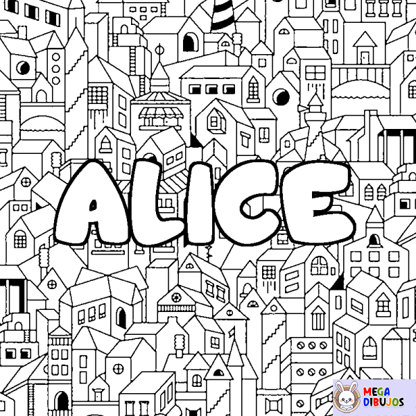 Coloración del nombre ALICE - decorado ciudad